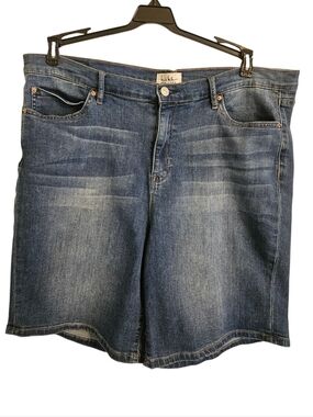 Nicole Miller Mid-Wash Denim Bermuda Shorts Stretchy Sz 16